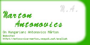 marton antonovics business card